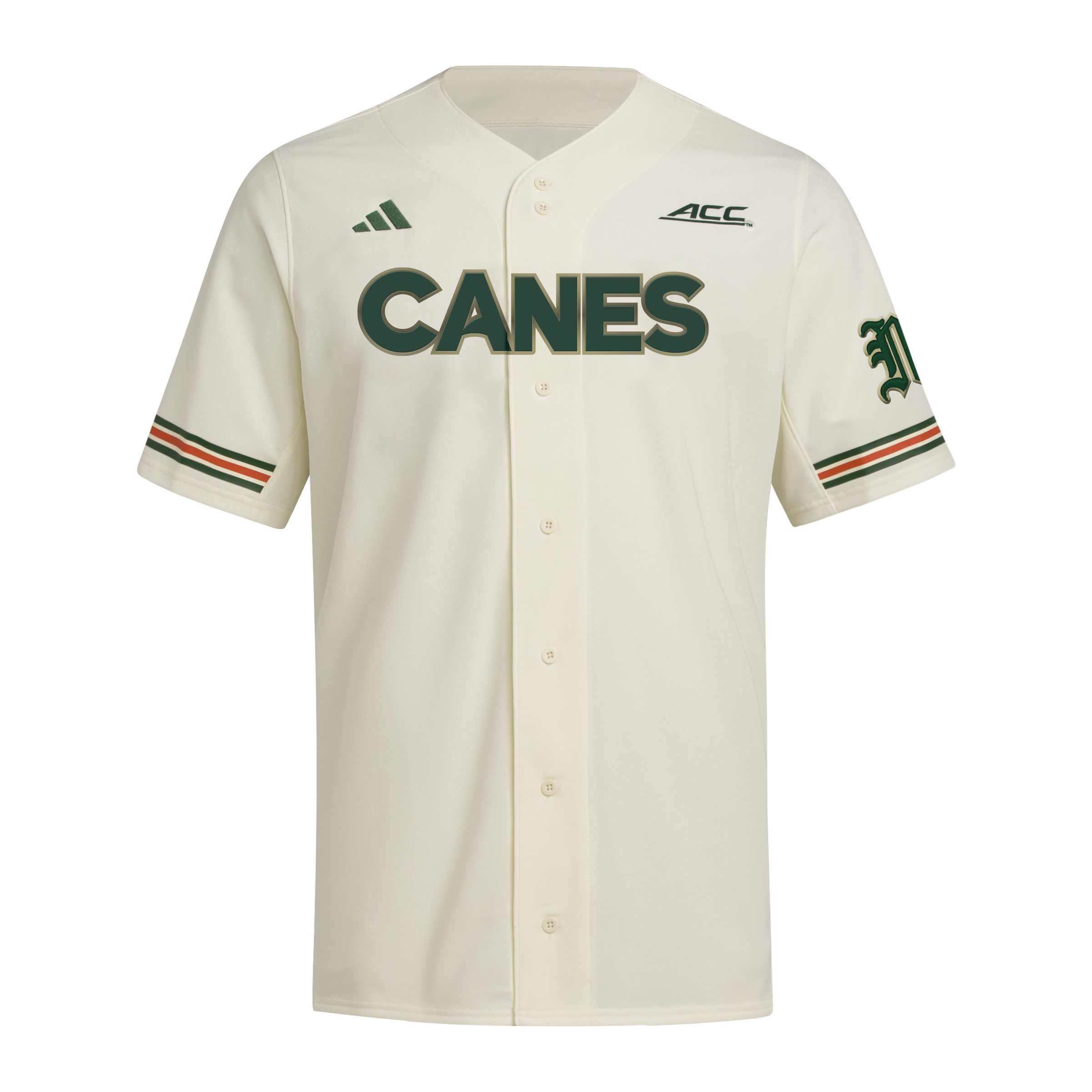 Miami Hurricanes adidas 2025 'CANES' Golden Trim Baseball Jersey - Cream