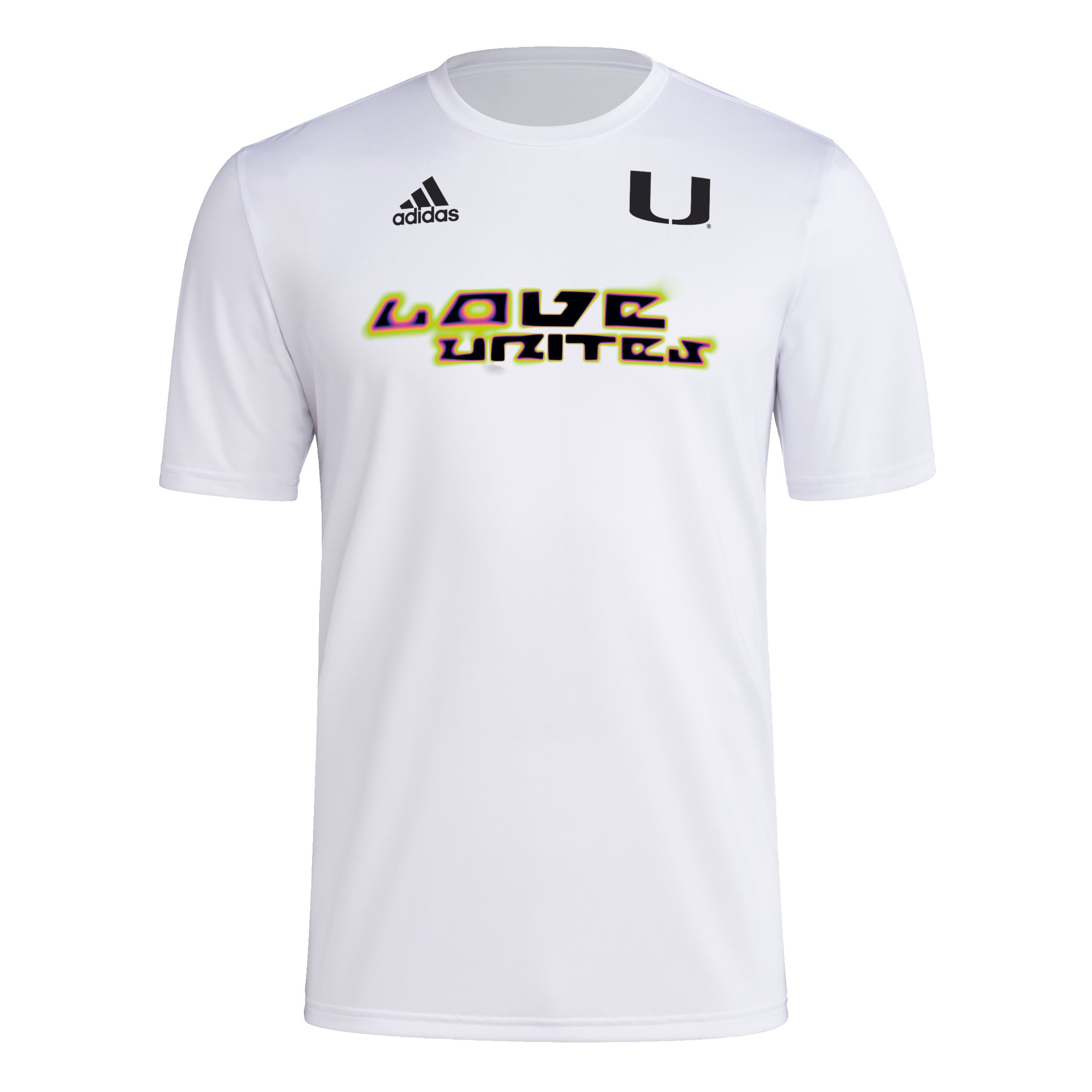 Miami Hurricanes adidas 2024 Love Unites Pregame T-Shirt - White