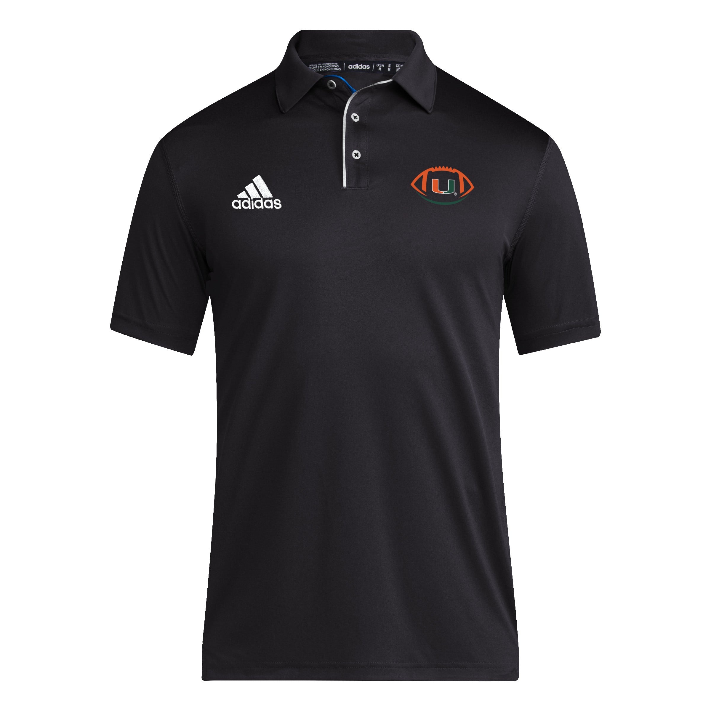 Miami Hurricanes adidas 2024 Sideline Football Shape Coaches Polo - Black