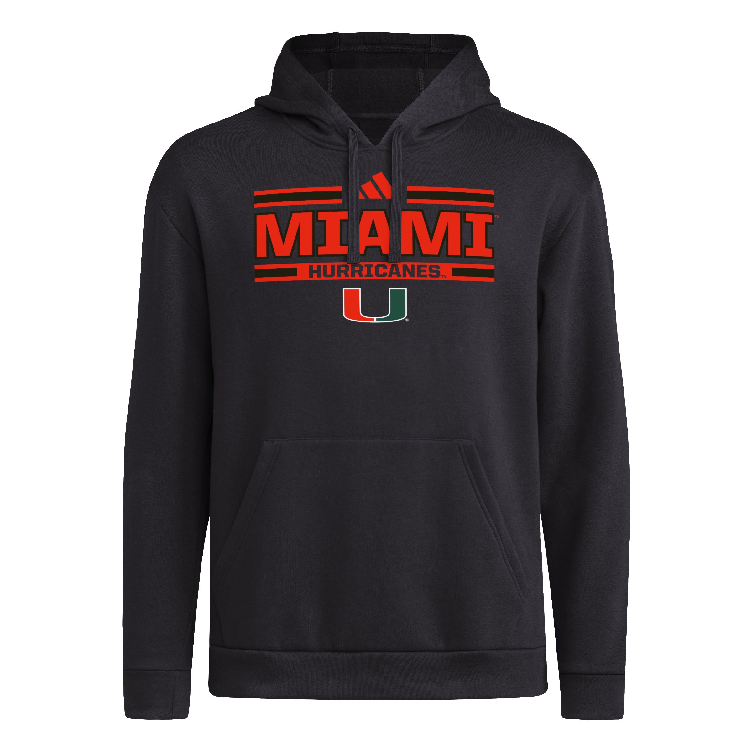 Miami Hurricanes adidas Granite Block Fleece Pullover Hoodie - Black