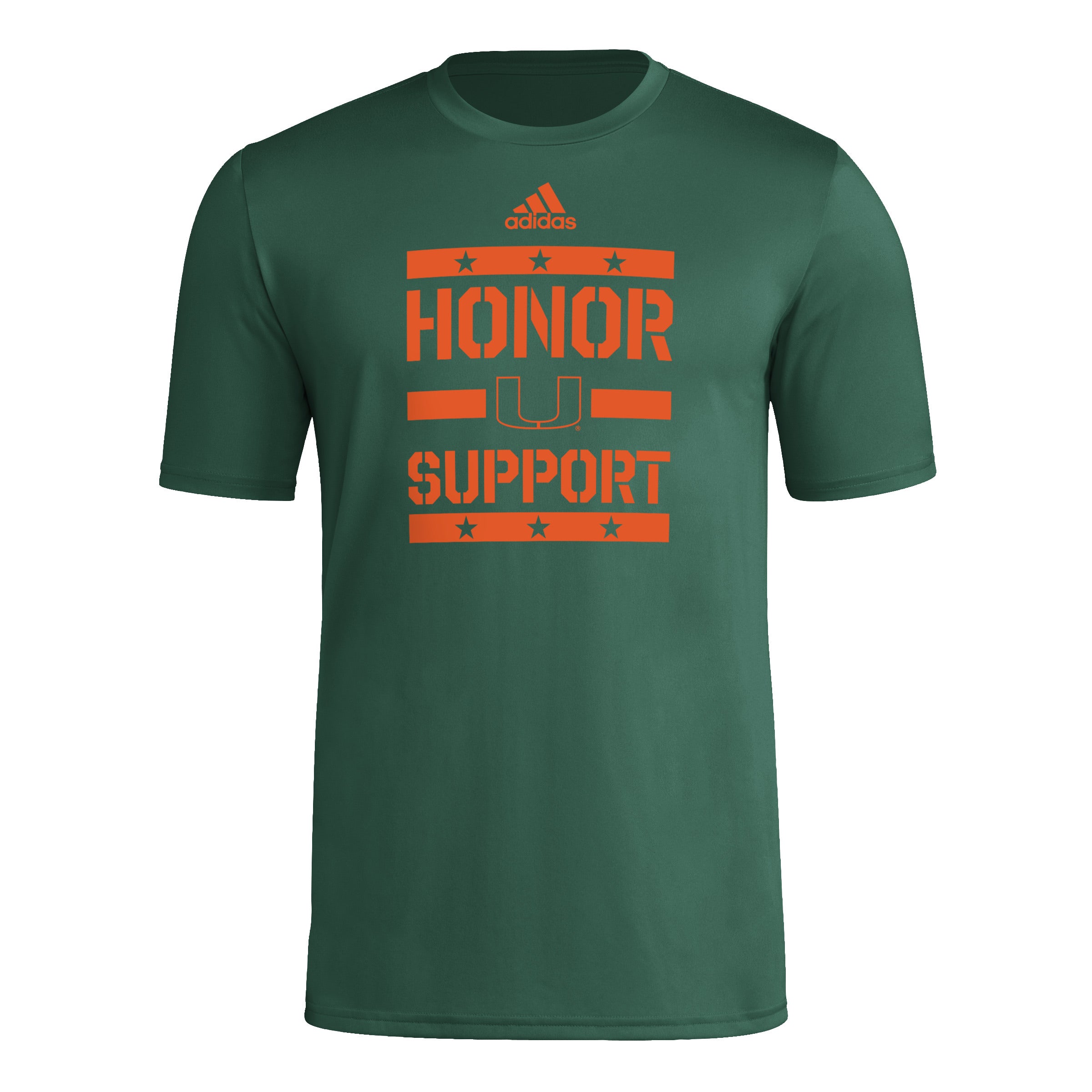 Miami Hurricanes adidas 2025 Honor & Support Pregame T-Shirt - Green