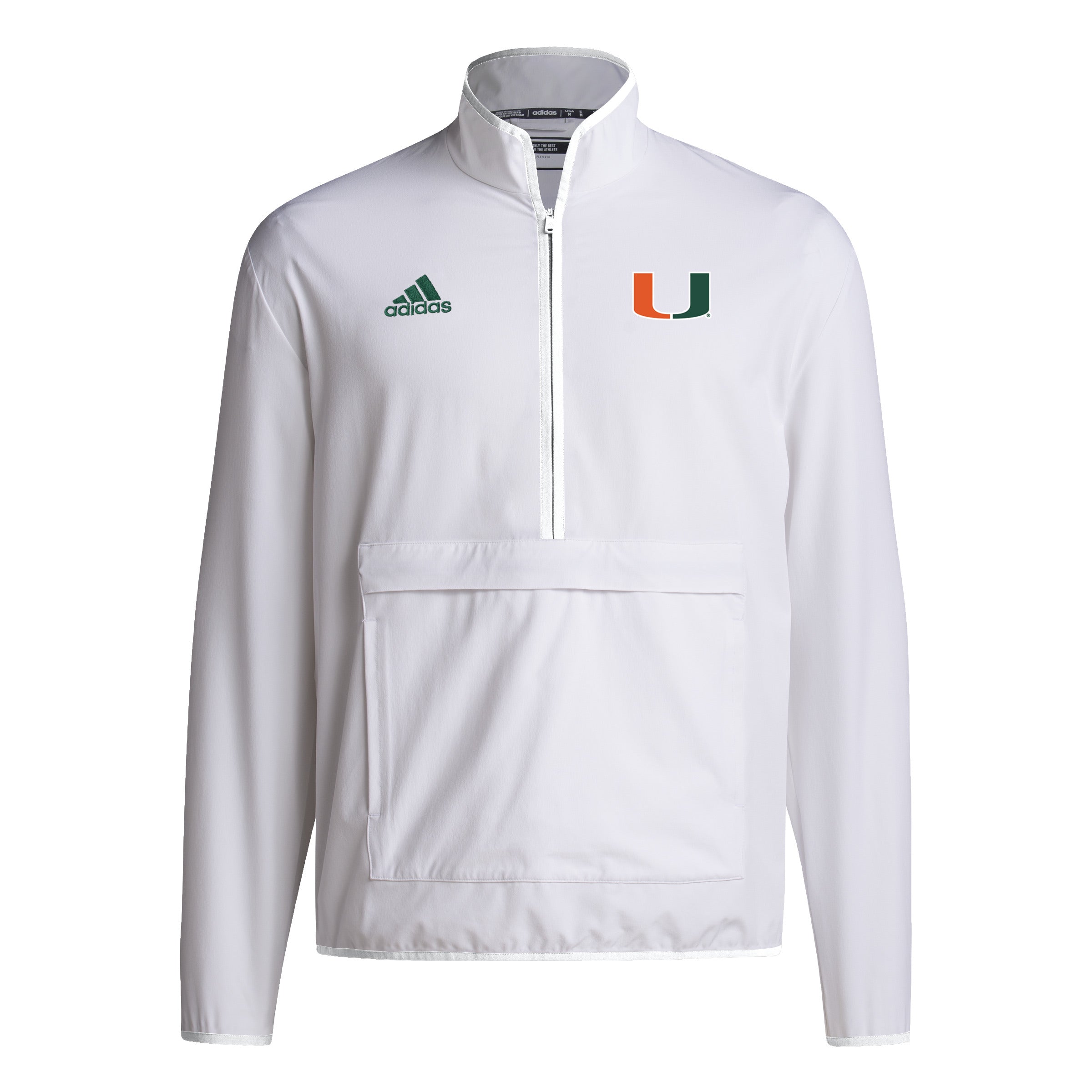 Miami Hurricanes adidas 2024 Coaches Sideline Half-Zip Jacket - White