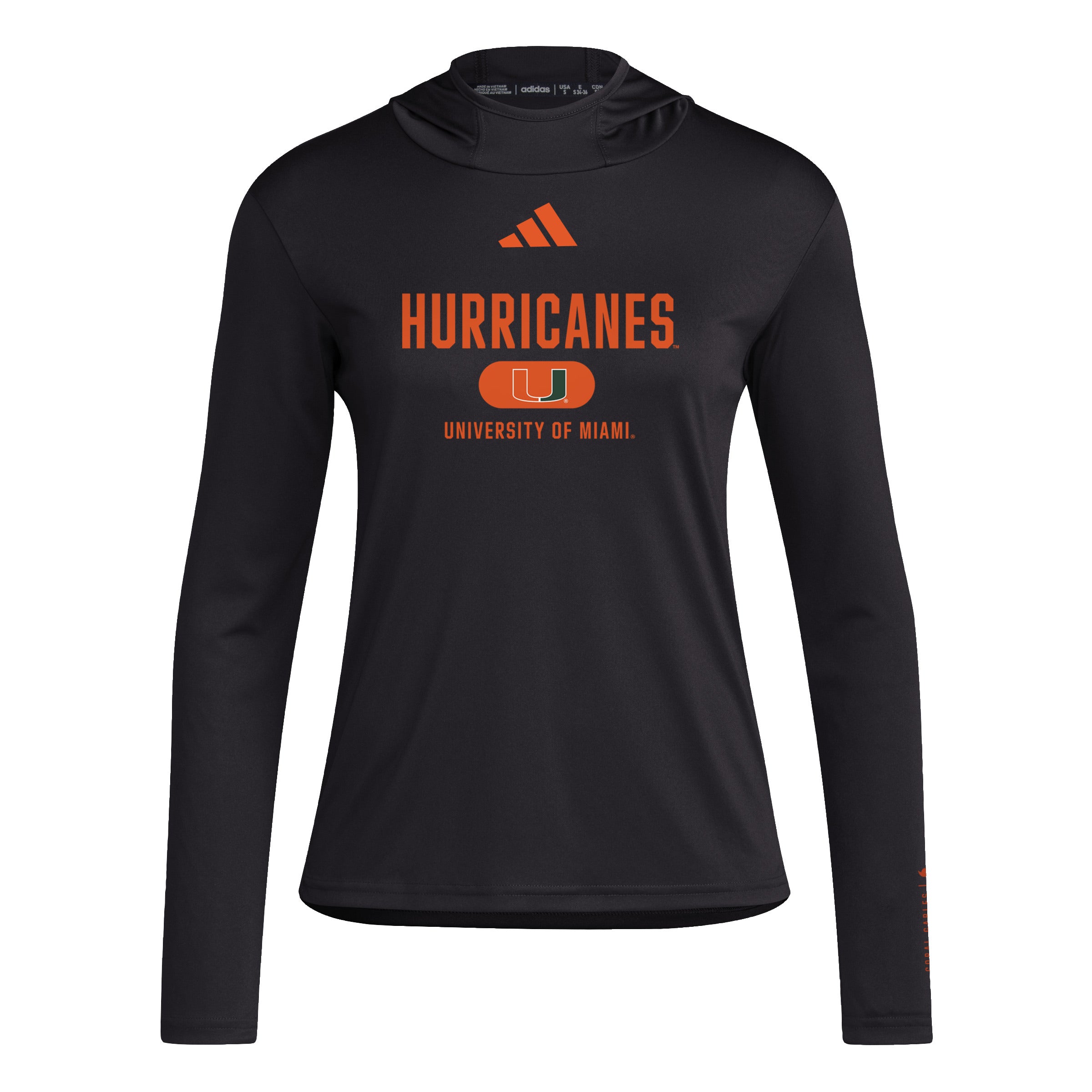 Miami Hurricanes adidas Women's Long Sleeve Hoodie T-Shirt - Black