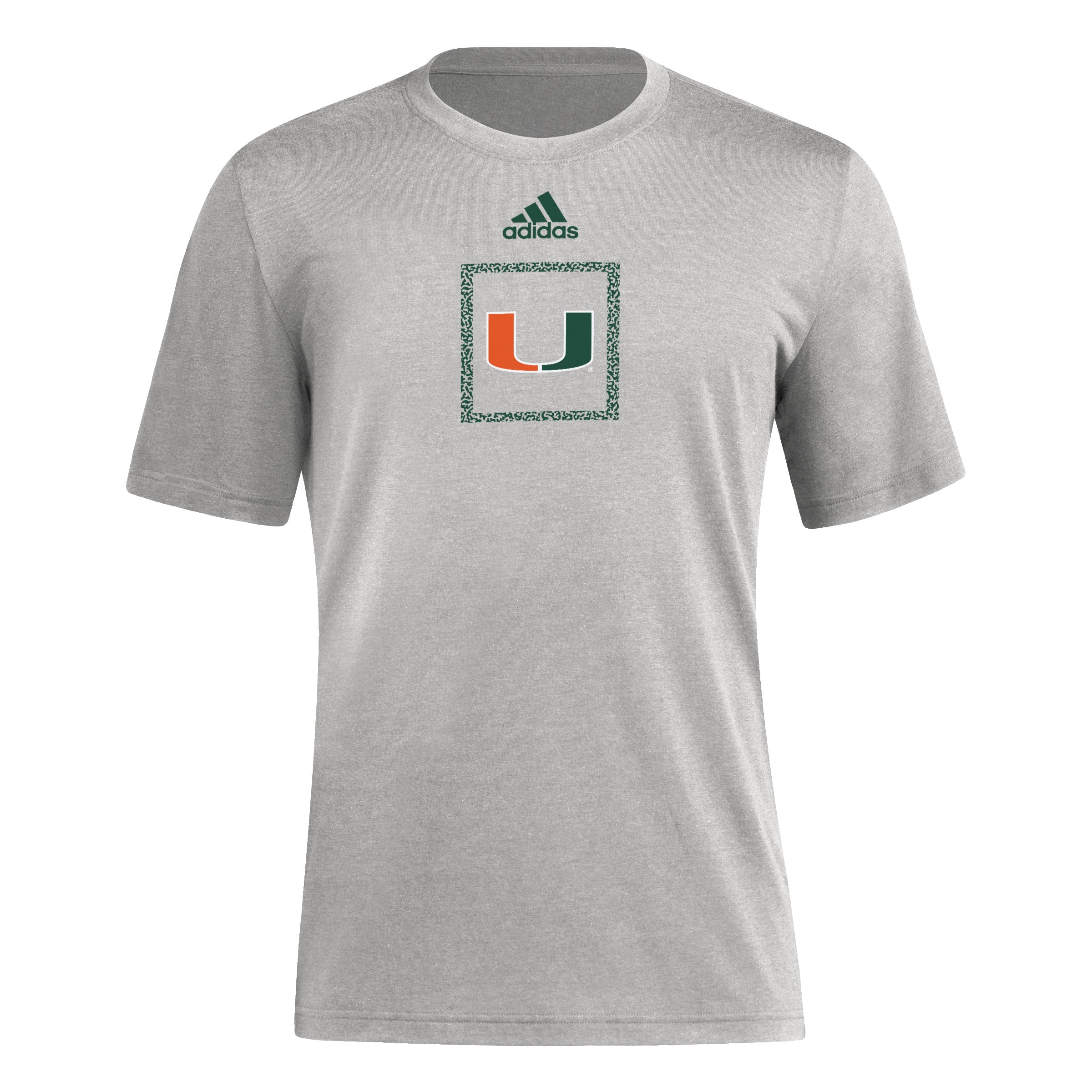 Miami Hurricanes adidas 2024 Boxed Logo Tri-Blend T-Shirt - Grey