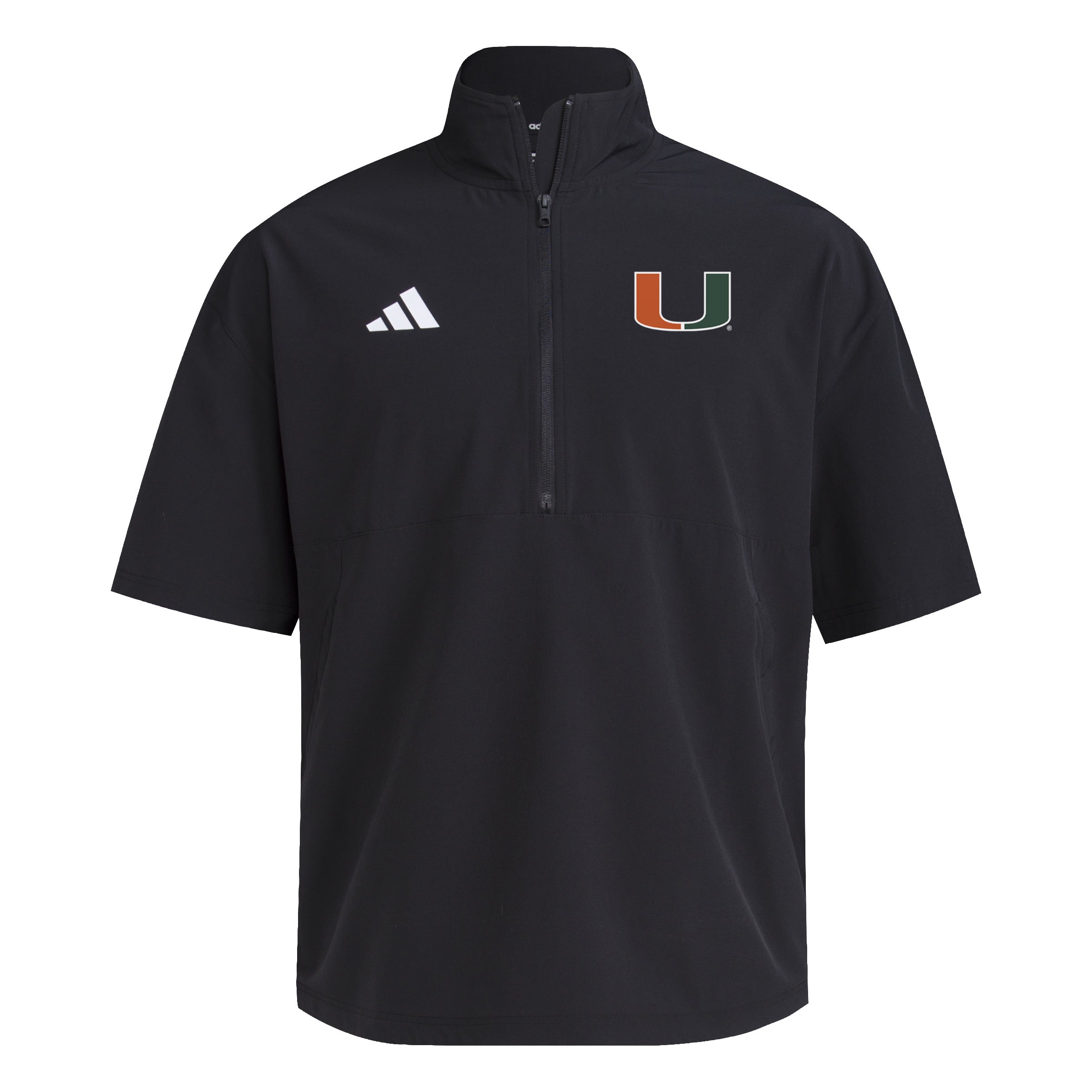 Miami Hurricanes adidas Half-Zip Short Sleeve Training Jacket - Black