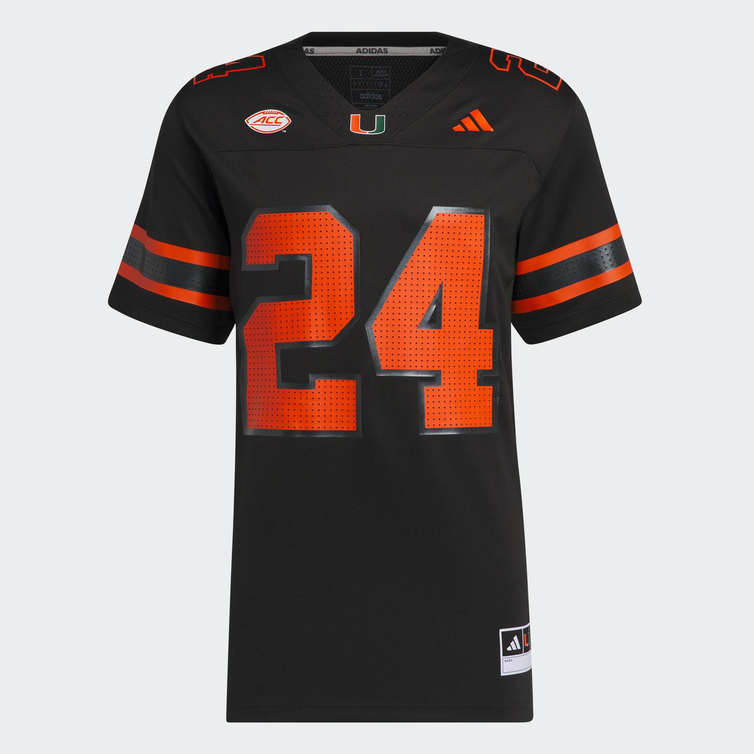 Miami Hurricanes Adidas 24 Premier Strategy Football Jersey Black S