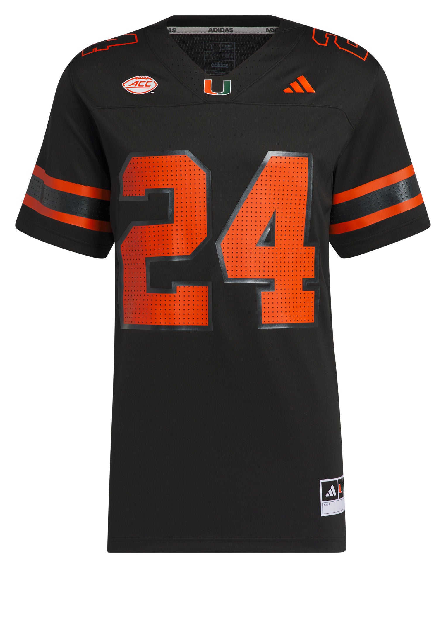 Miami Hurricanes adidas #24 Premier Strategy Football Jersey - Black