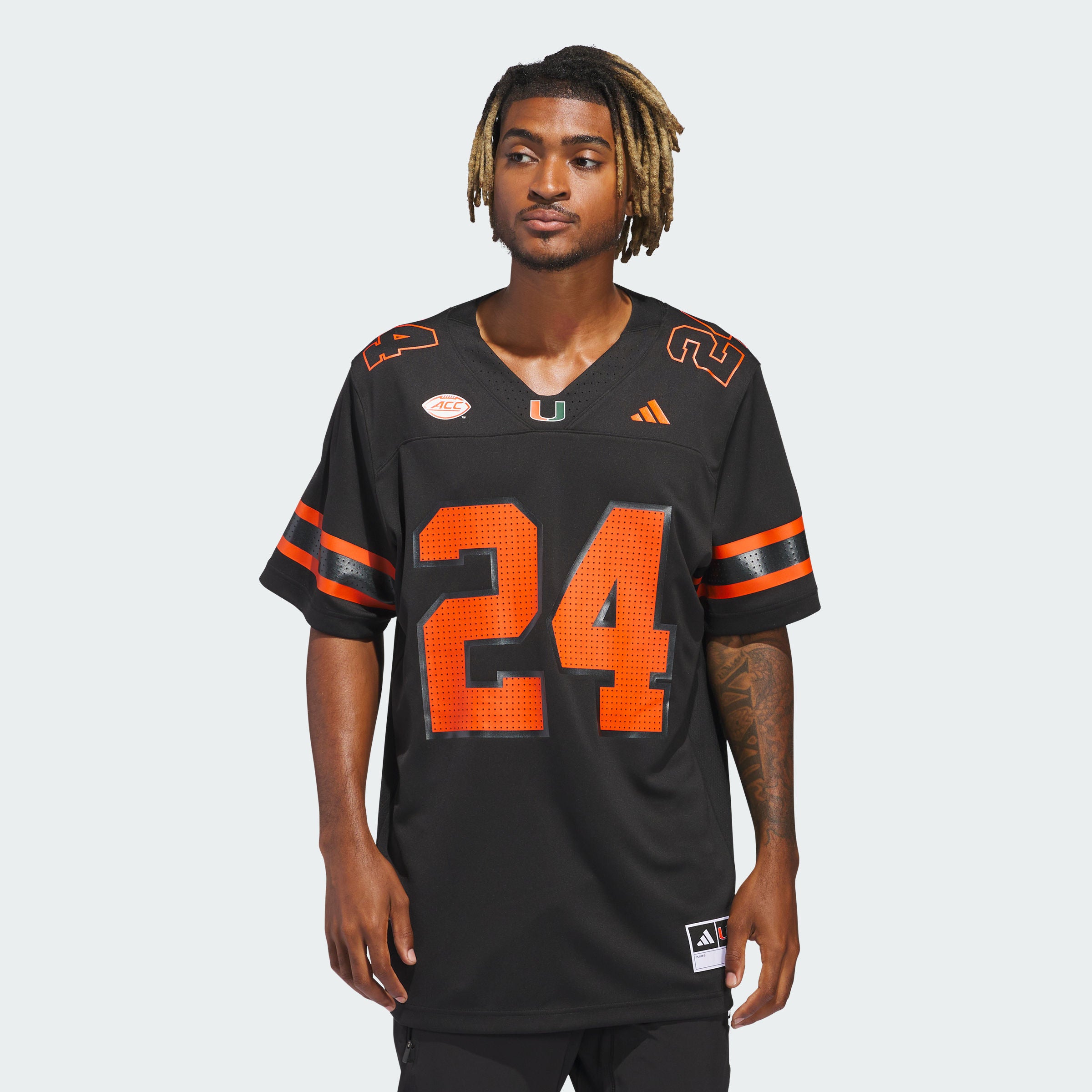 Miami Hurricanes adidas #24 Premier Strategy Football Jersey - Black