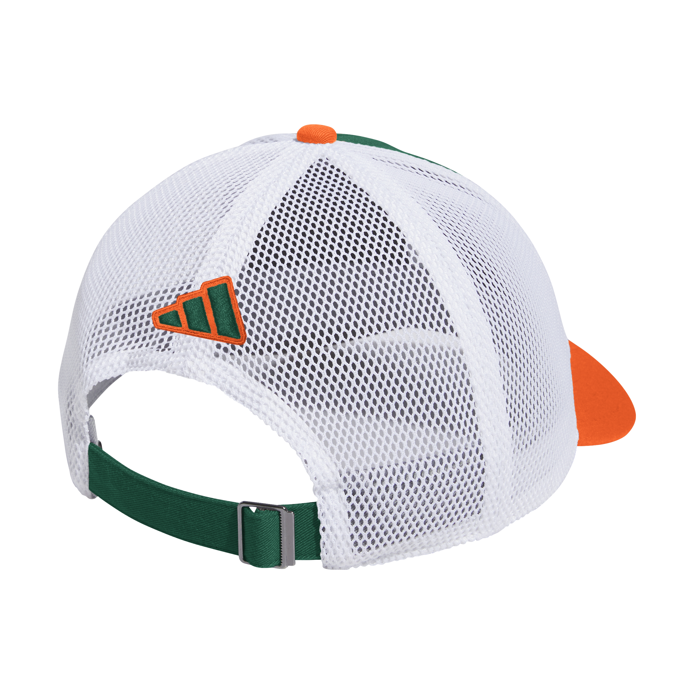 Miami Hurricanes adidas 2025 Tri-Color Relaxed Trucker Hat - Green/Orange/White