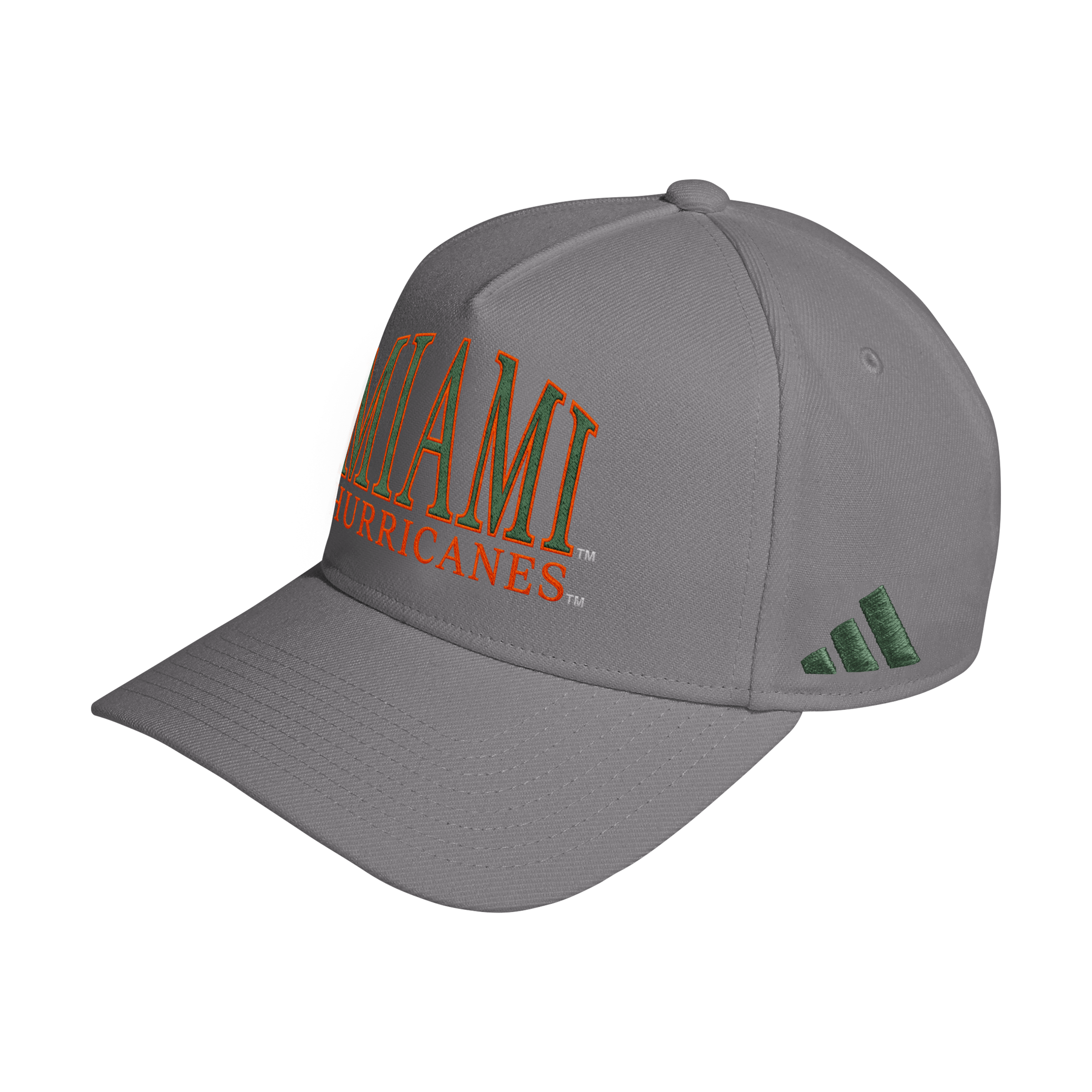 Miami Hurricanes adidas A-Frame Billboard Adjustable Snapback Hat - Grey