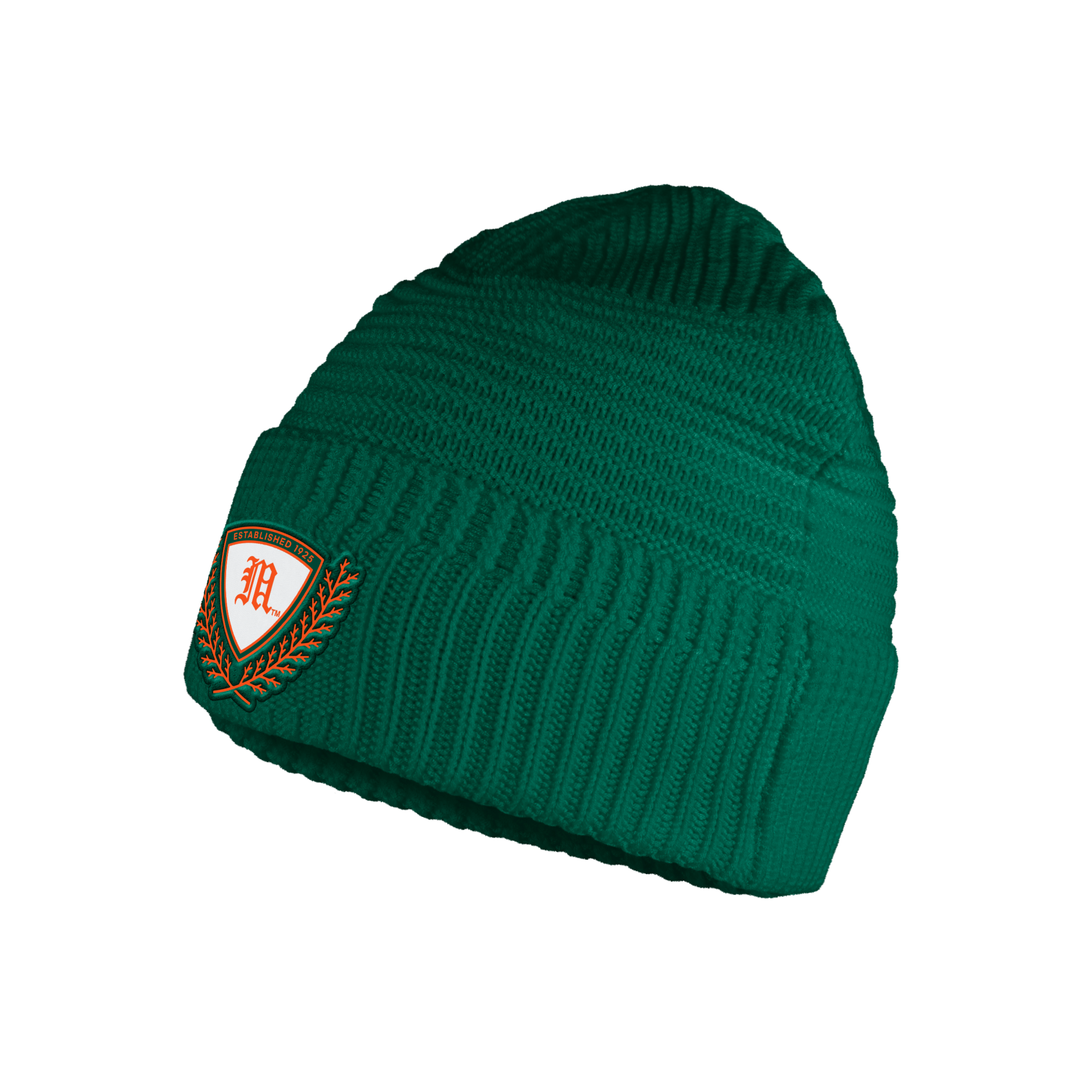 Miami Hurricanes adidas 2025 Old English M Stretchable Cuffed Knit Beanie - Green