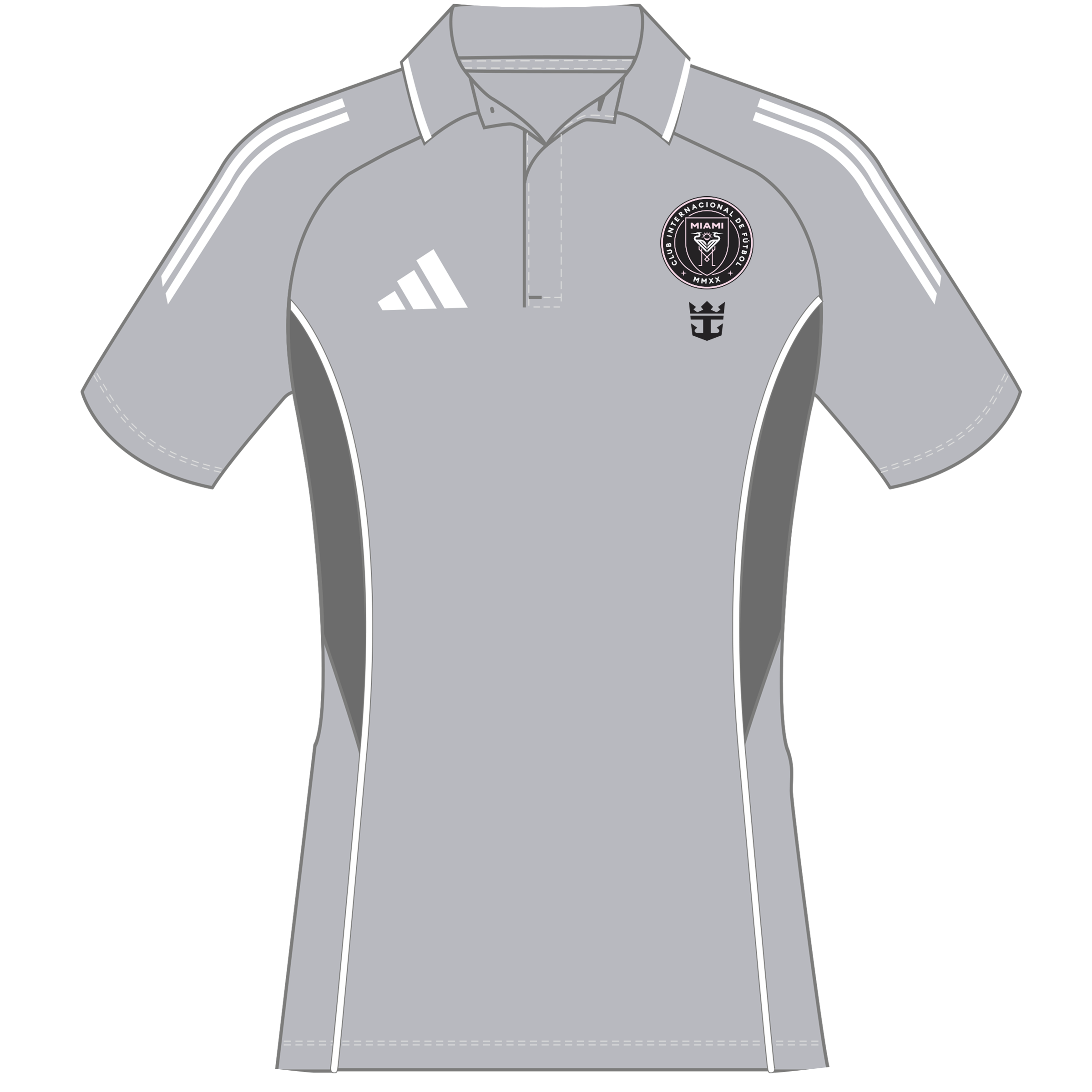 Inter Miami CF adidas 2025 TIRO Primary Logo/Sponsor Sideline Polo - Grey