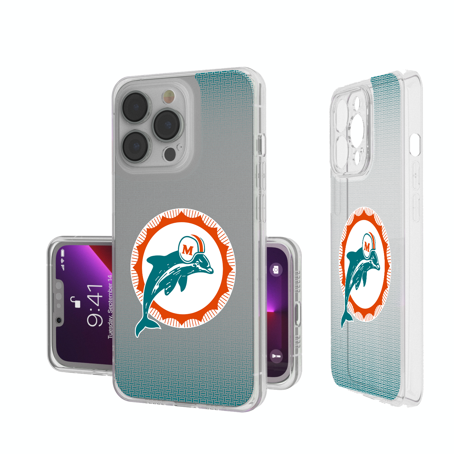 Miami Dolphins 1966-1973 Historic Collection Linen Clear Phone Case