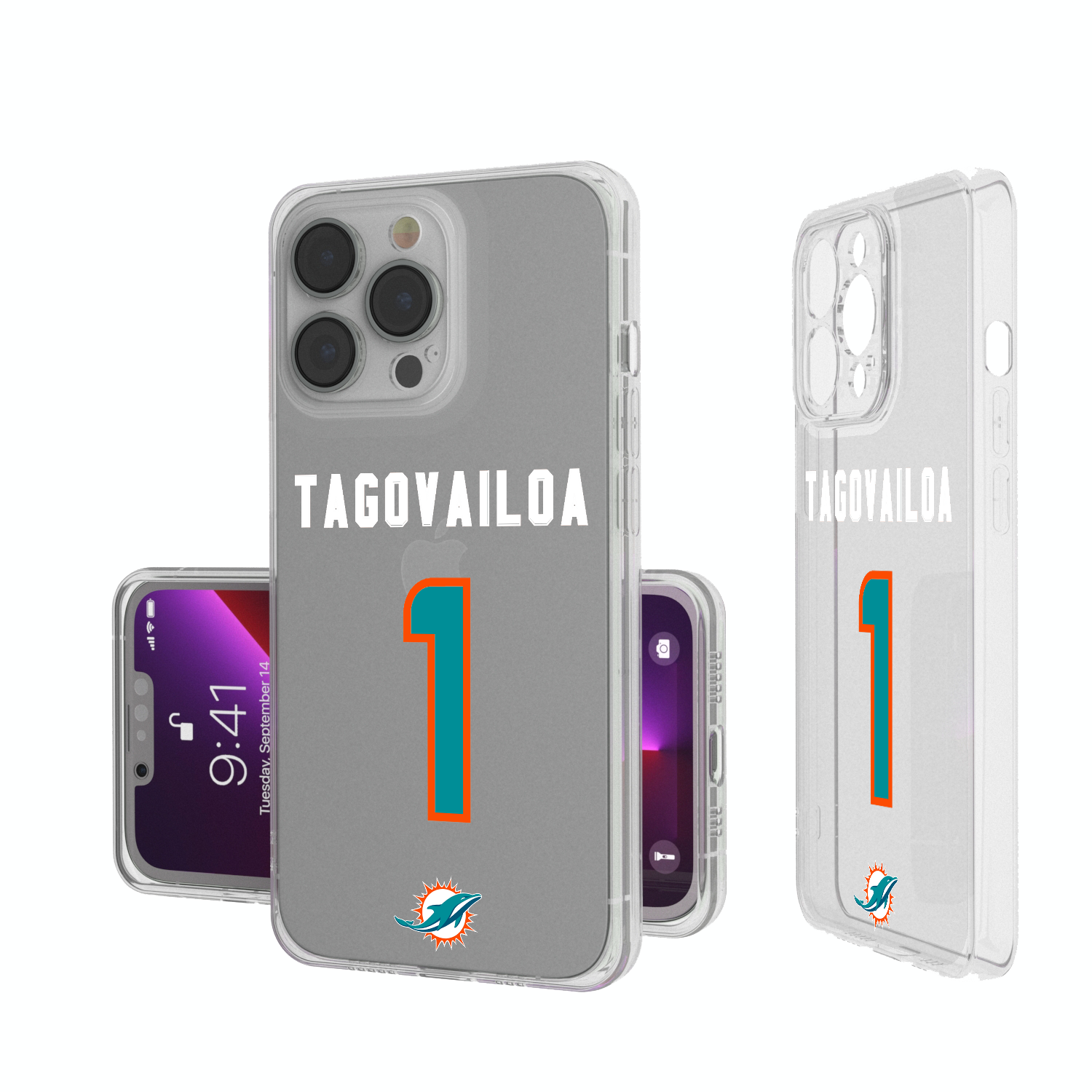 Tua Tagovailoa Miami Dolphins 1 Ready Clear Phone Case