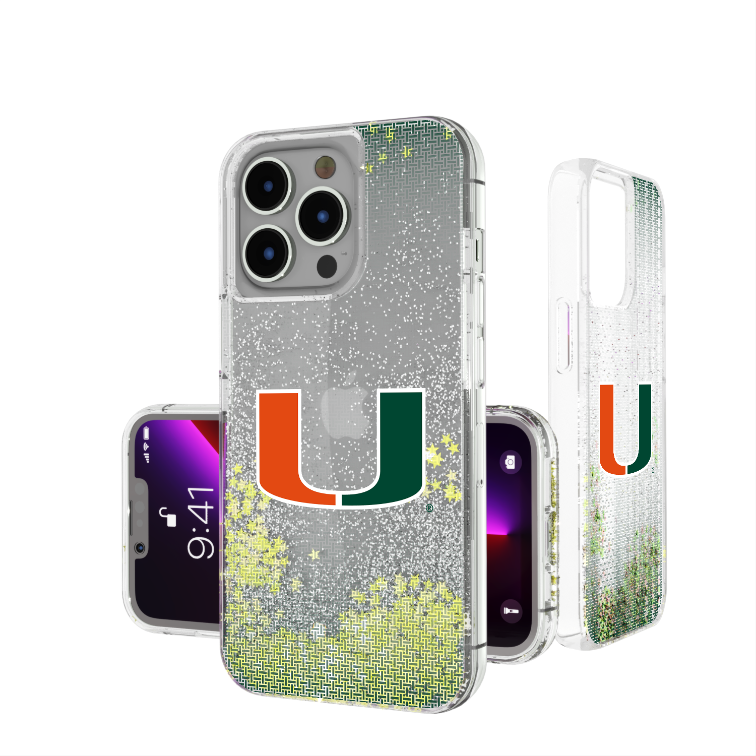 Miami Hurricanes Linen Glitter Phone Case