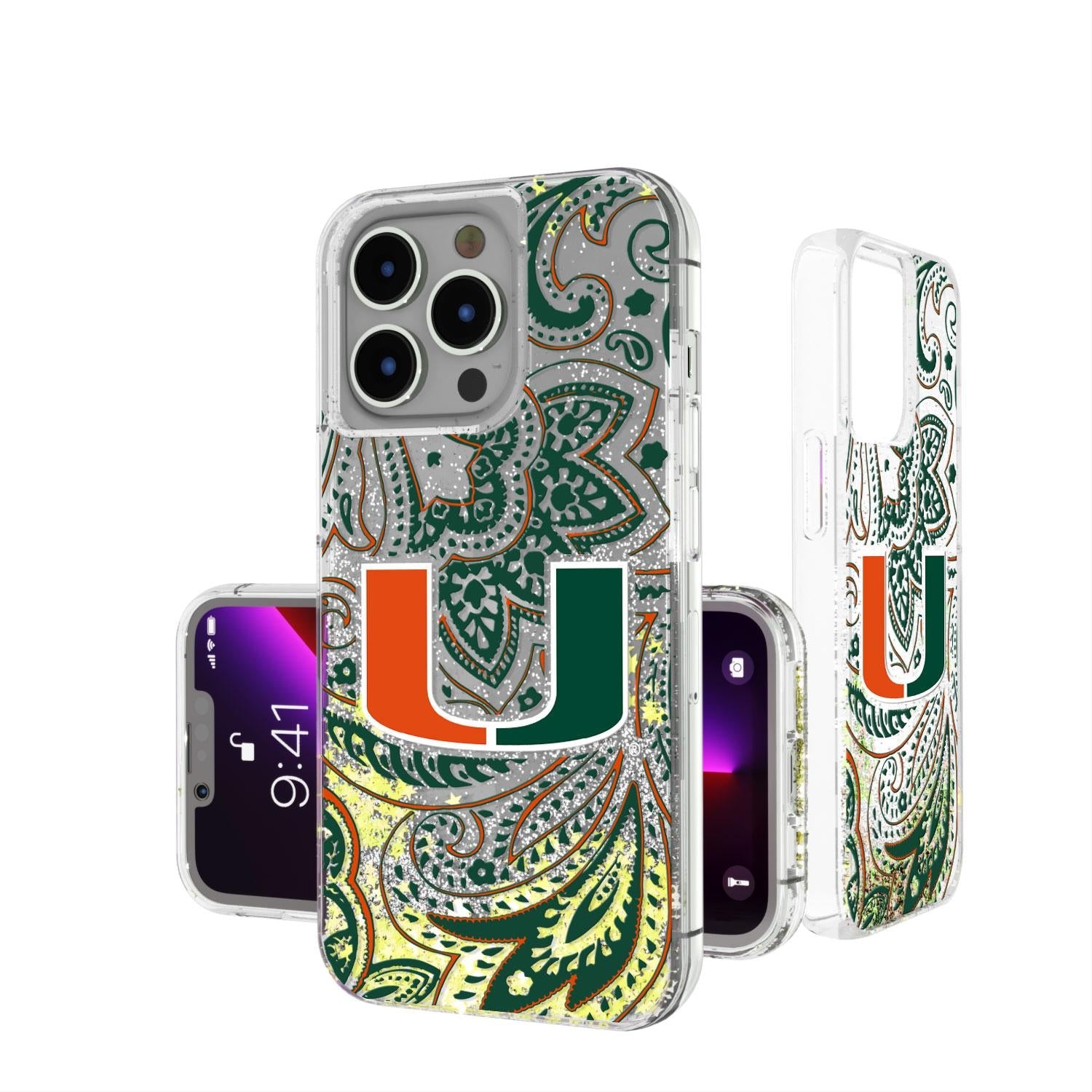 Miami Hurricanes Paisley Glitter Case