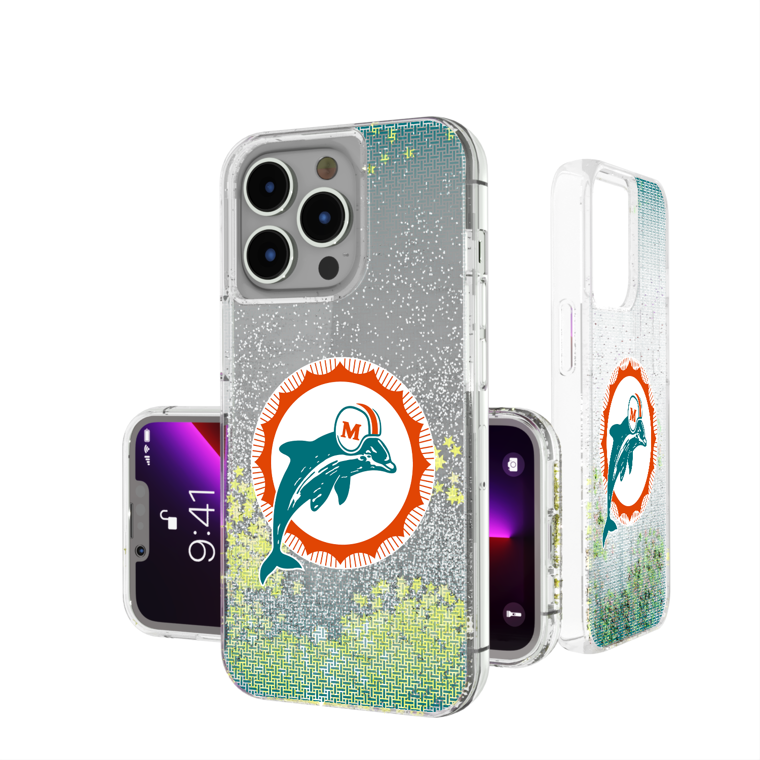 Miami Dolphins 1966-1973 Historic Collection Linen Glitter Phone Case