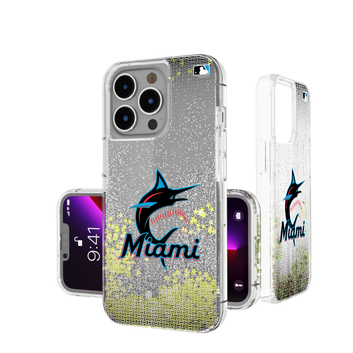 Miami Marlins Linen Glitter Phone Case