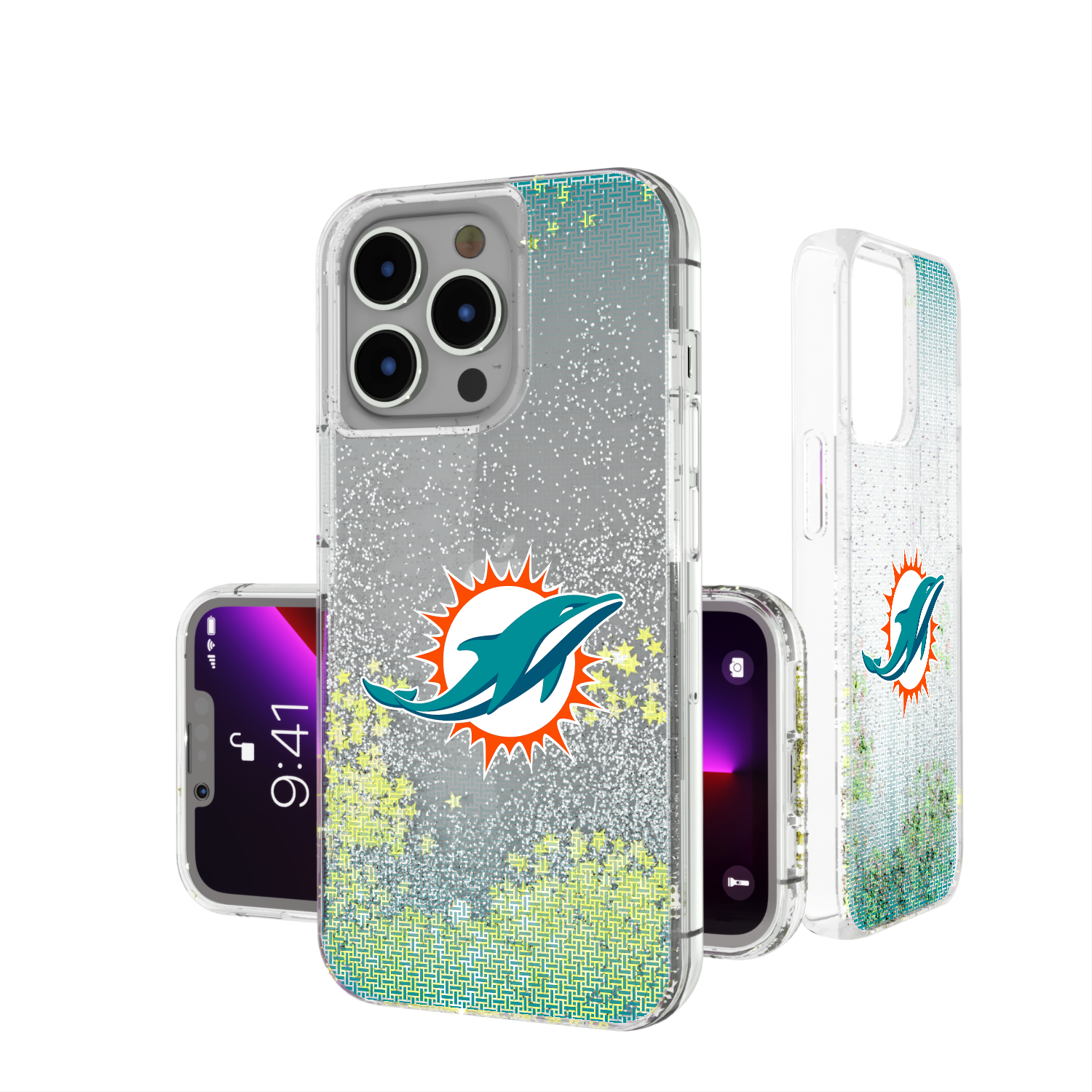 Miami Dolphins Linen Glitter Phone Case