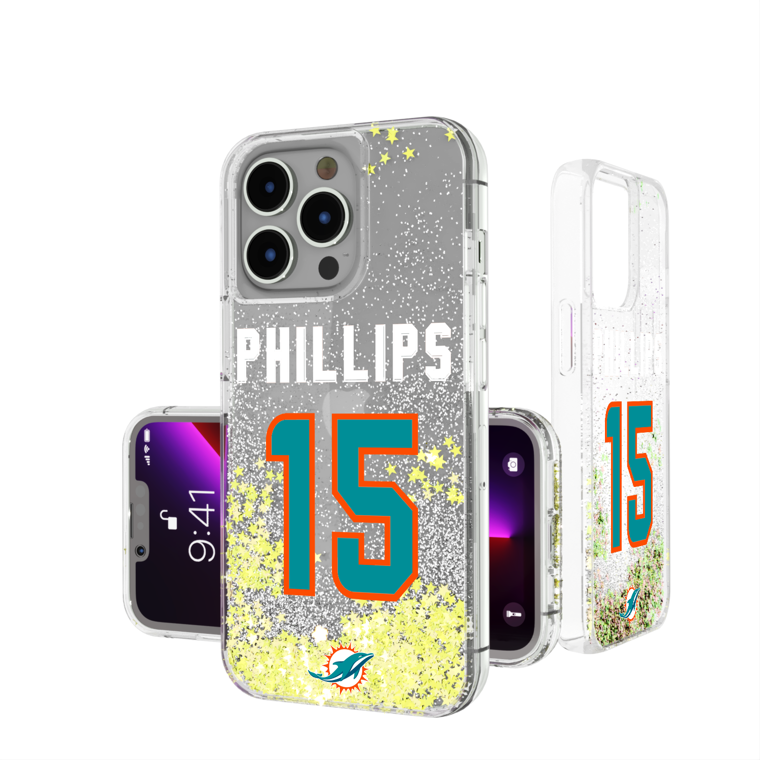 Jaelan Phillips Miami Dolphins 15 Ready Glitter Phone Case