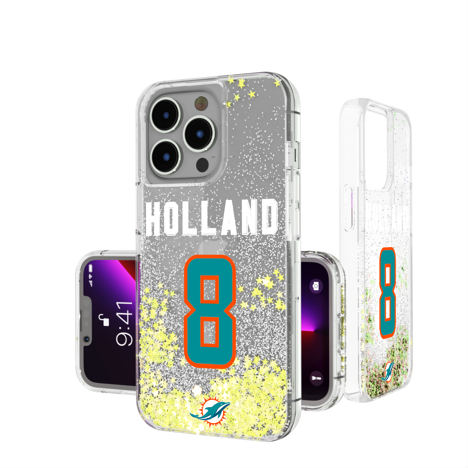 Jevon Holland Miami Dolphins 8 Ready Glitter Phone Case