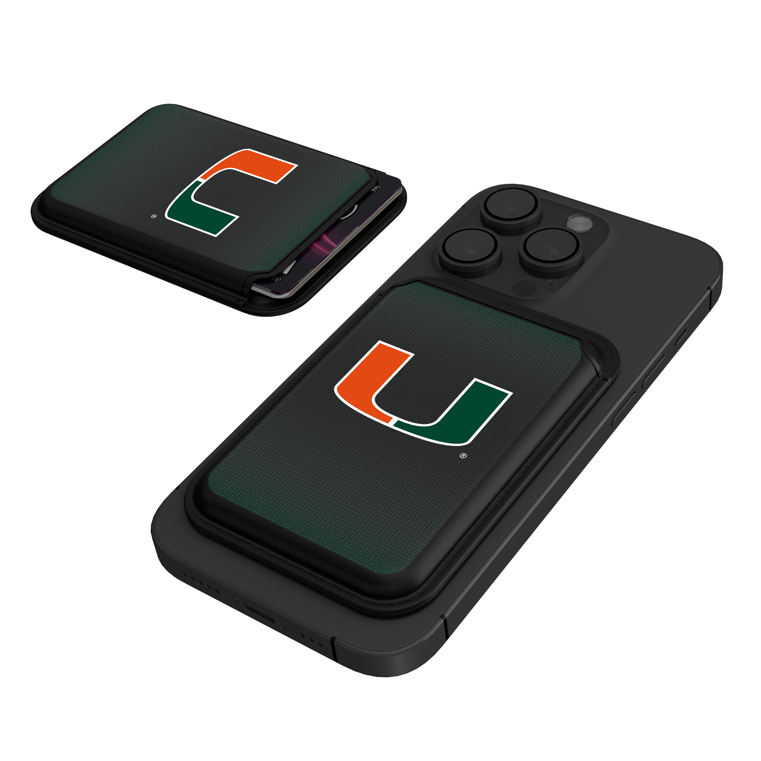 Miami Hurricanes Linen Black Magnetic Credit Card Wallet