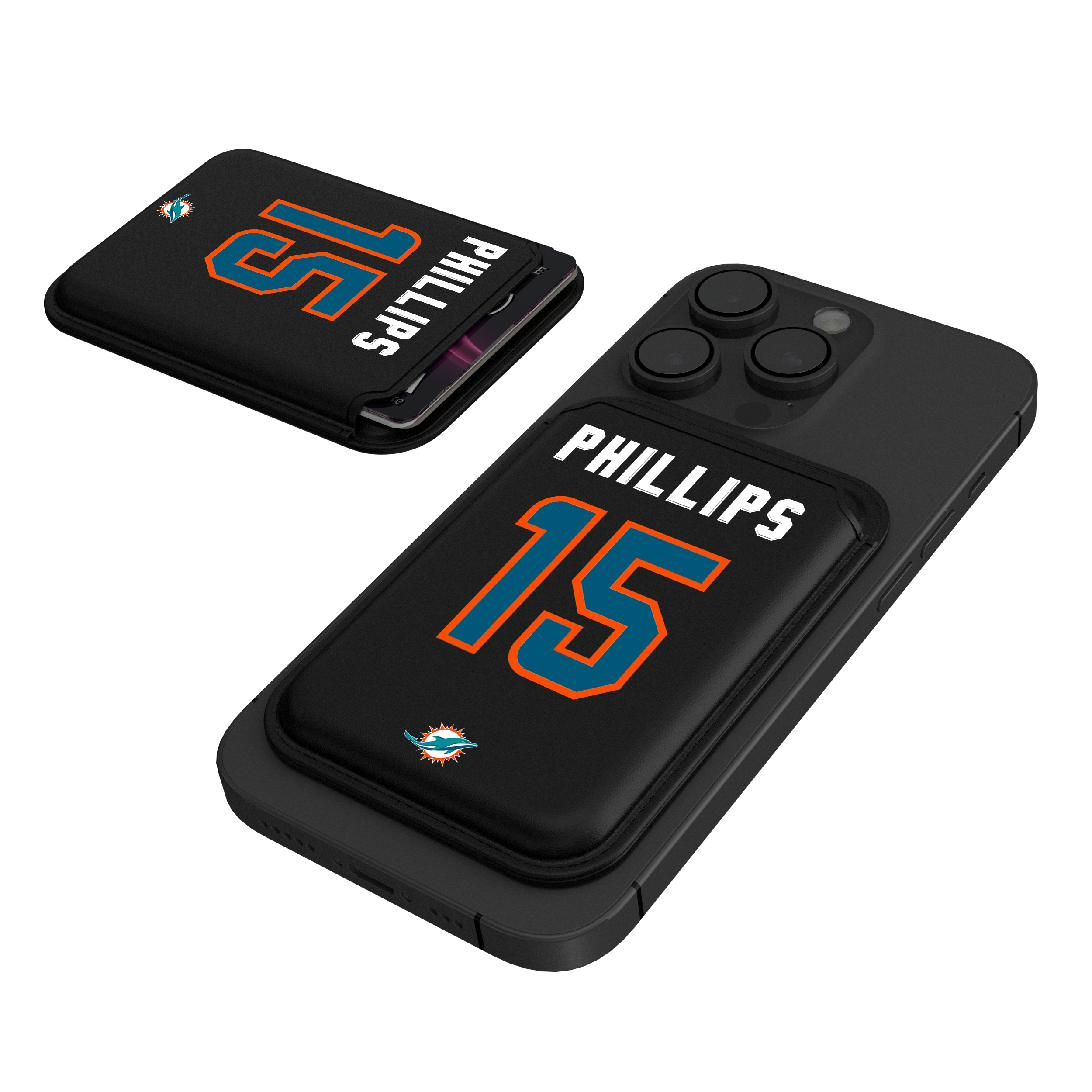 Jaelan Phillips Miami Dolphins 15 Ready Black Magnetic Credit Card Wallet