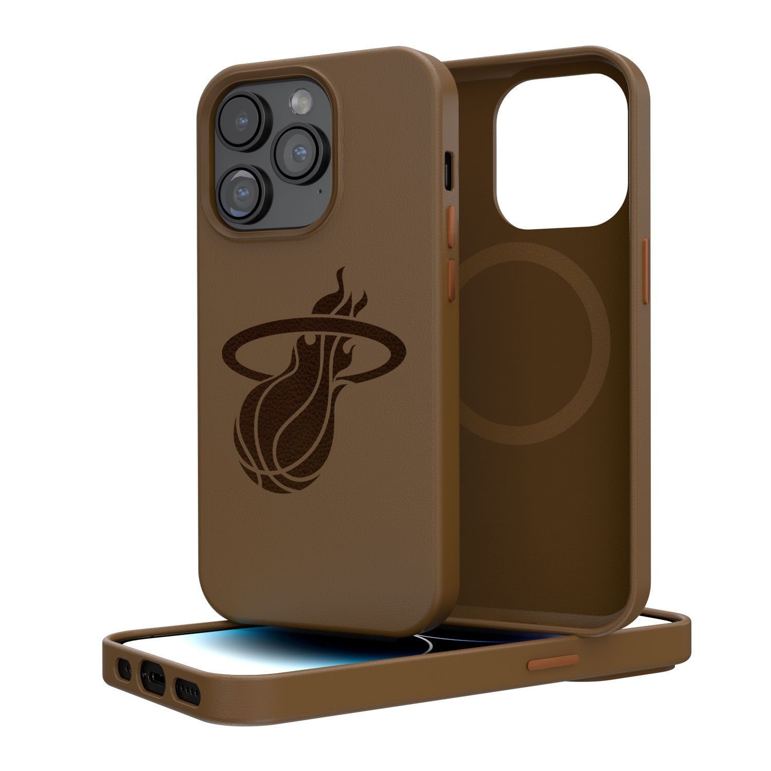 Miami Heat Woodburned Brown Magnetic Case