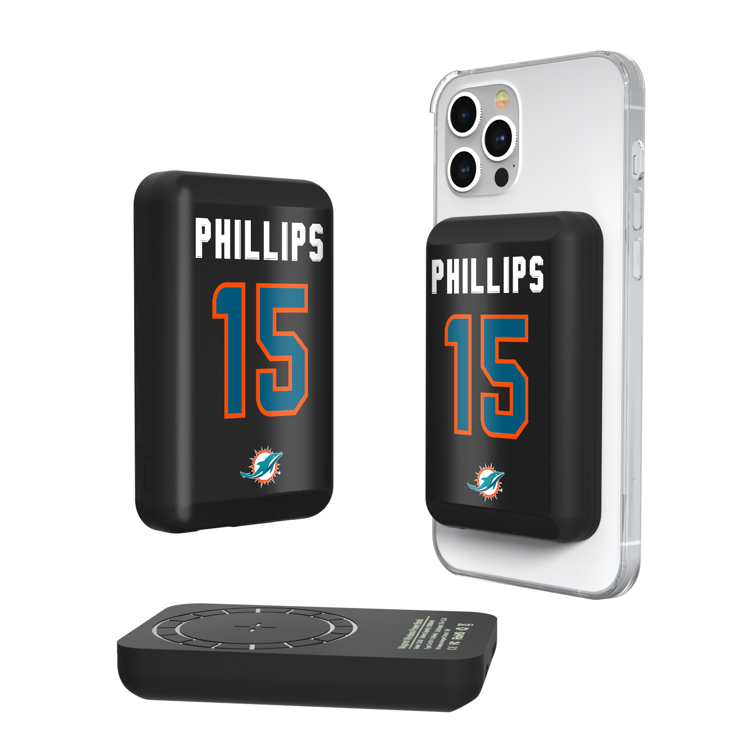 Jaelan Phillips Miami Dolphins 15 Ready Wireless Mag Power Bank