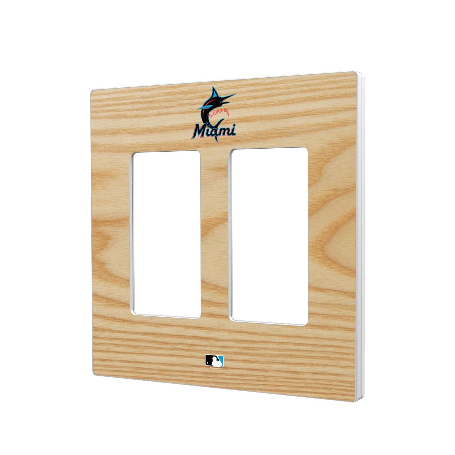 Miami Marlins Wood Bat Hidden-Screw Light Switch Plate