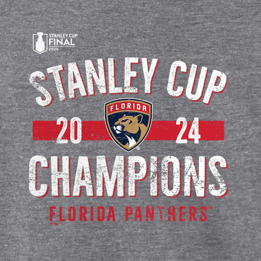 Florida Panthers 2024 Stanley Cup Champions Throwback LS Tri-Blend Raglan T-Shirt - Heather Grey