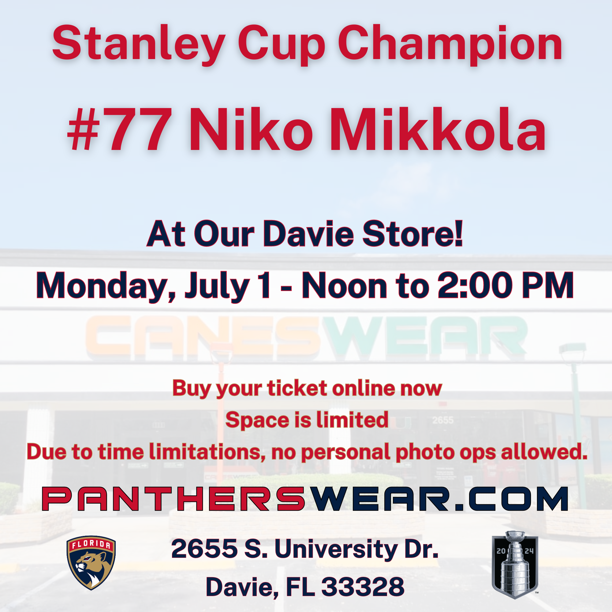 Florida Panthers Niko Mikkola Autograph Ticket