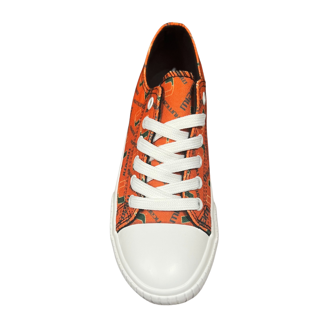 Miami Hurricanes Women's Repeat Low Top Canvas Shoes - Orange