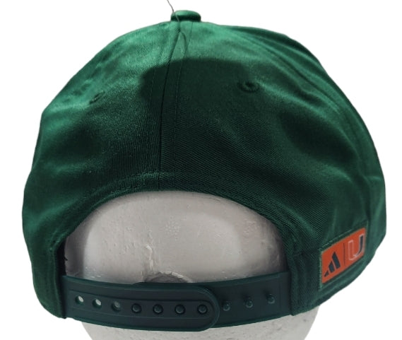 Miami Hurricanes adidas Established Structured Snapback Hat - Green