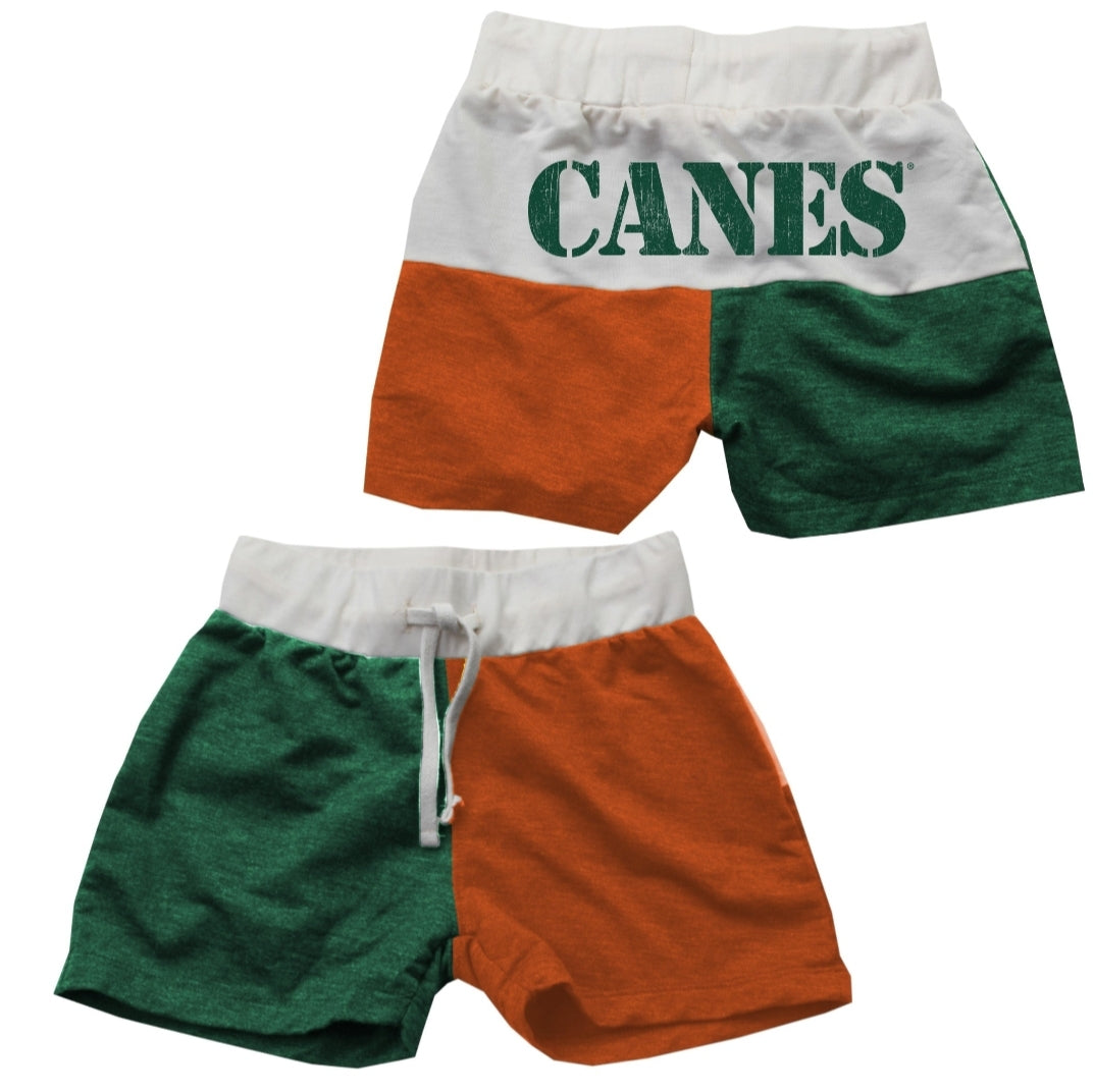 Miami Hurricanes Youth Girls Color Block Shorts - Orange/Green