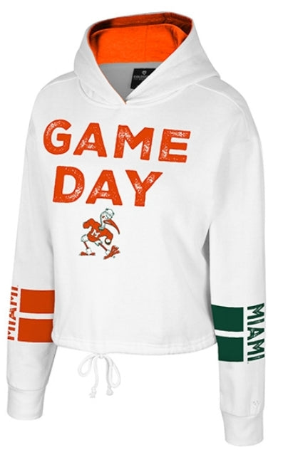 Miami Hurricanes Colosseum Womens Game Day Cinched Hoodie - White