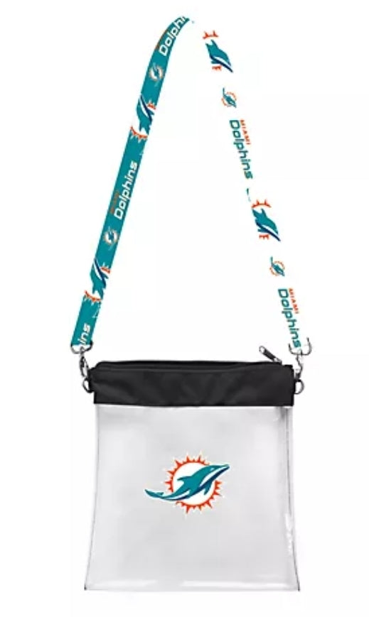 Miami Dolphins Pattern Strap Clear Stadium Bag