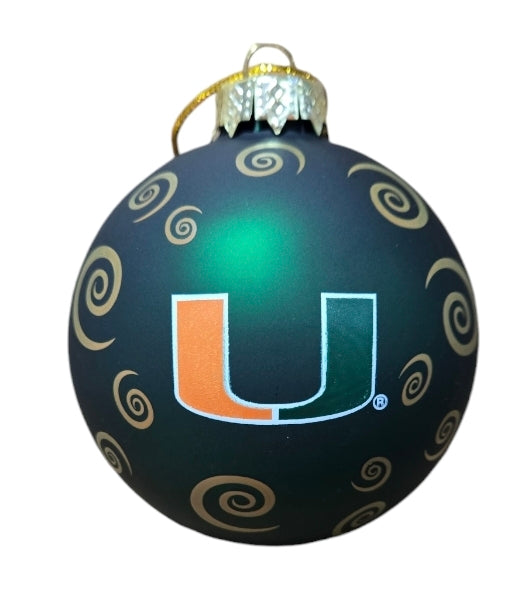 Miami Hurricanes The Memory Company 4 Inch Glass Ornament