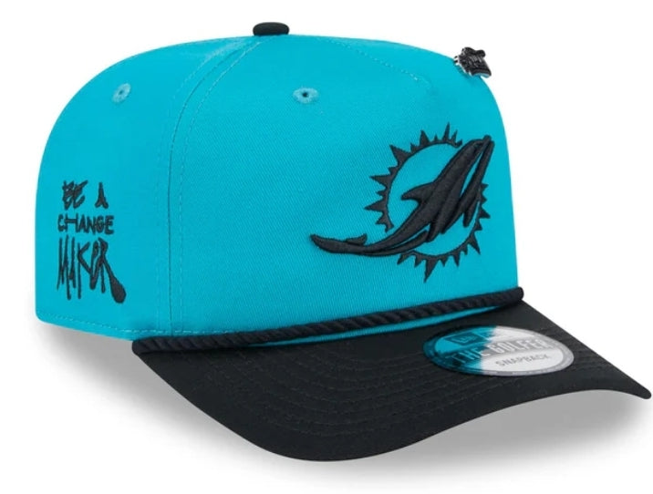 Miami Dolphins New Era 2024 Inspire Change 'The Golfer' Snapback Hat - Aqua/Black