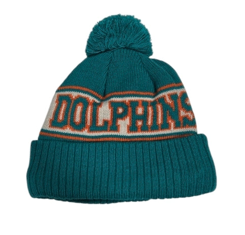 Miami Dolphins New Era 2024 Historic Logo On-Field Knit Pom Cap