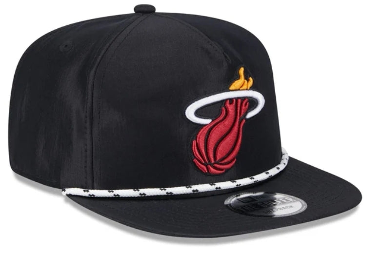 Miami Heat New Era 2024 Primary Logo Shiny 'The Golfer' Rope Hat - Black