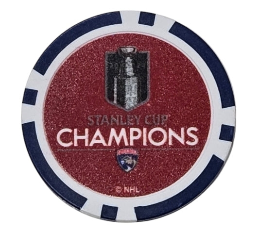 Florida Panthers Stanley Cup Champs 2-Sided Ball Marker Poker Chip - Red/Navy