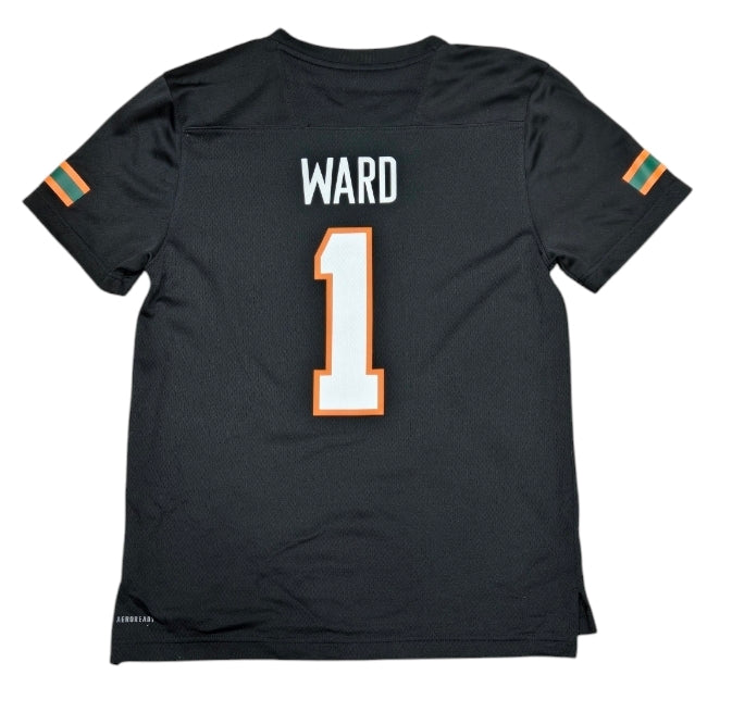 Miami Hurricanes Cam Ward adidas 2024 Youth #1 Football Jersey - Black