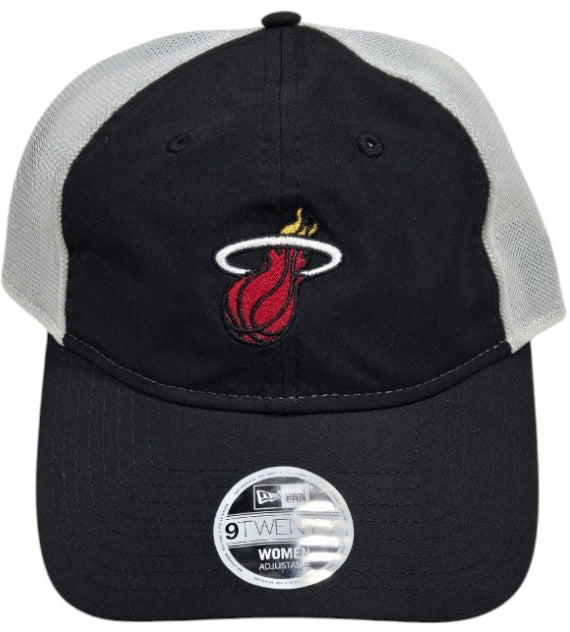 Miami Heat New Era Womens 9Twenty Glitter Mesh Trucker Hat - Black/White