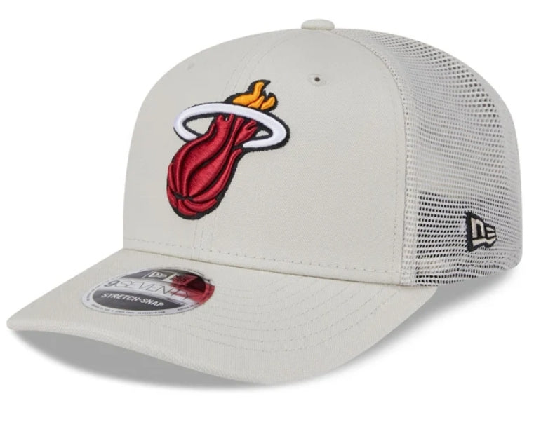 Miami Heat New Era 9Seventy Canvas Mesh Back Stretch-Snap Hat - Stone