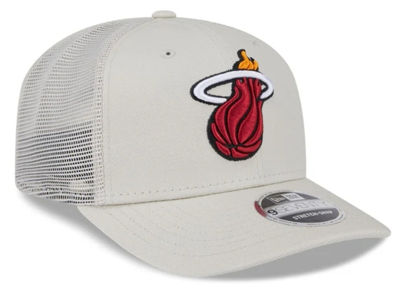 Miami Heat New Era 9Seventy Canvas Mesh Back Stretch-Snap Hat - Stone