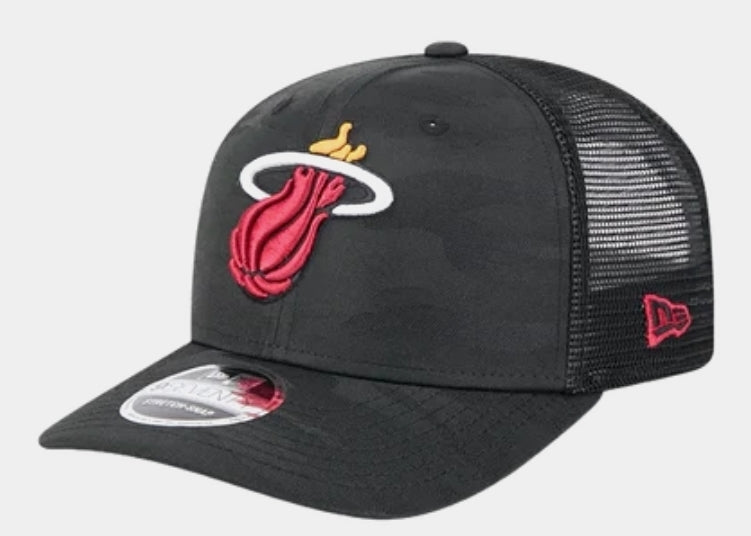 Miami Heat New Era 9Seventy Camo Canvas Mesh Back Stretch-Snap Hat - Black