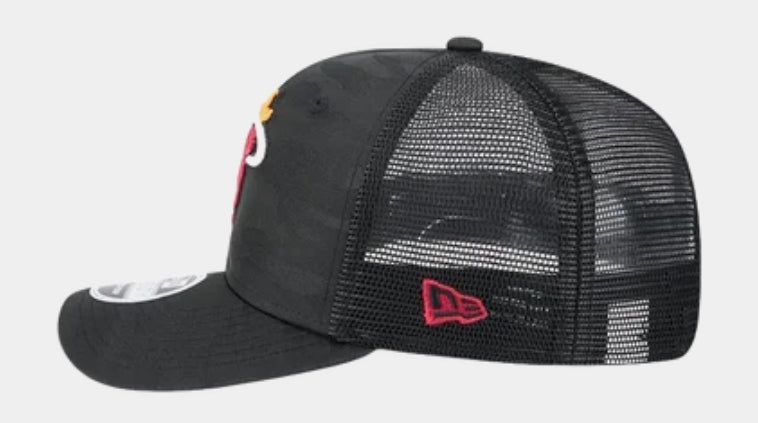 Miami Heat New Era 9Seventy Camo Canvas Mesh Back Stretch-Snap Hat - Black