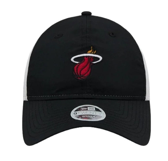 Miami Heat New Era Womens 9Twenty Glitter Mesh Trucker Hat - Black/White