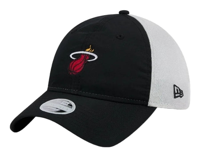 Miami Heat New Era Womens 9Twenty Glitter Mesh Trucker Hat - Black/White